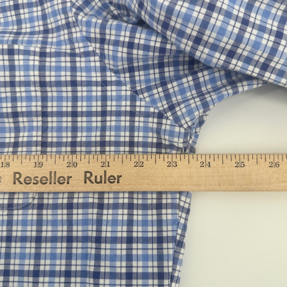 Ralph Lauren Shirt Mens XL Blue Plaid Slim Fit Stretch Oxford Button Down Modern - Picture 7 of 8